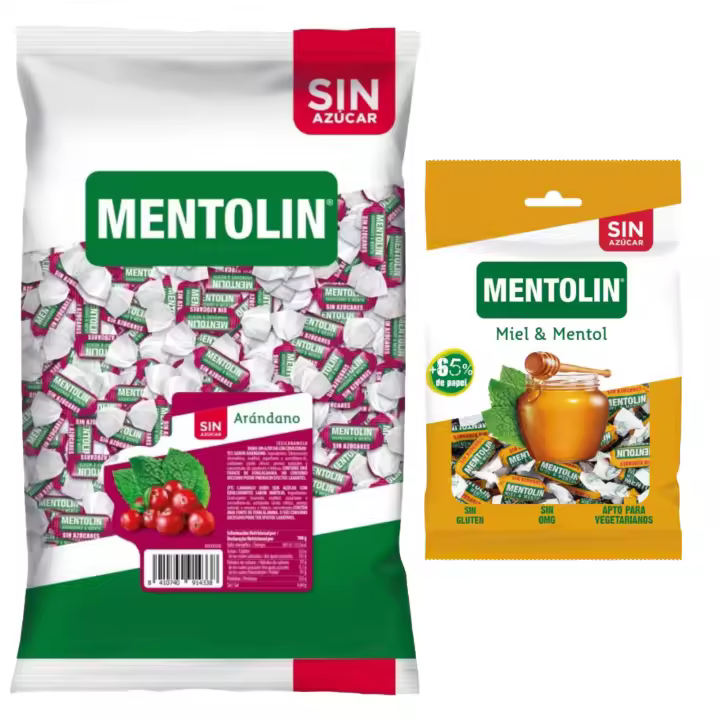 Mentolín caramelos garganta arándano s/a bolsa 1kg y de regalo  miel mentol s/a bolsa 100g - 1