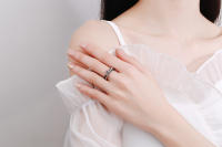 Anillo de mujer de Plata de Ley 925, Anillo Abierto con Estrella Fugaz, incrustaciones de encircled, tamaño ajustable, Gift de cumpleaños de Navidad, adecuado para Tallas: 49-57 - details 2