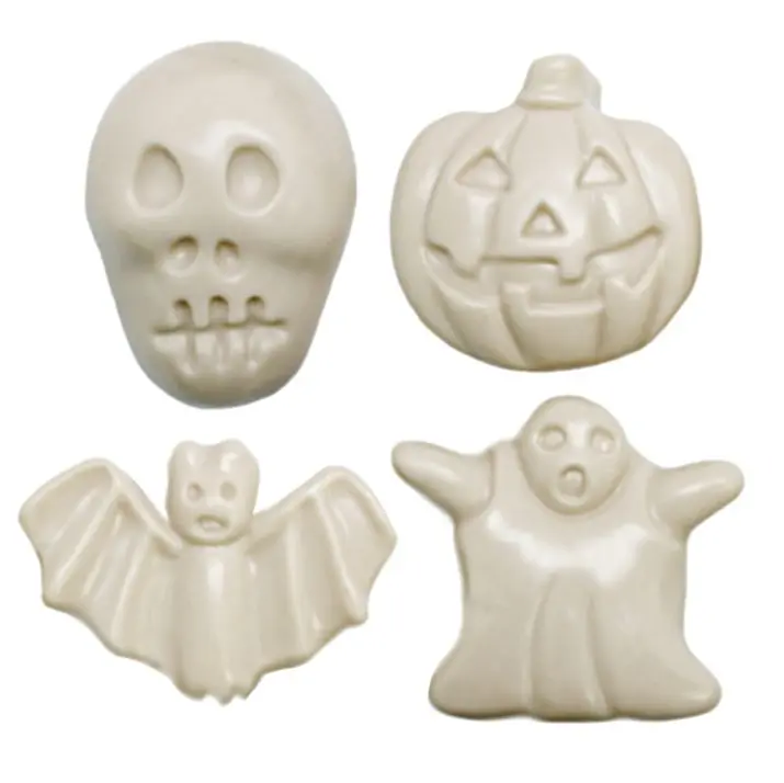 Kit Molde para Jabones Halloween: Calabaza, Calavera, Murciélago y Fantasma. Silicona Resistente, Antiadherente y Flexible. Ideal para Manualidades. - 1