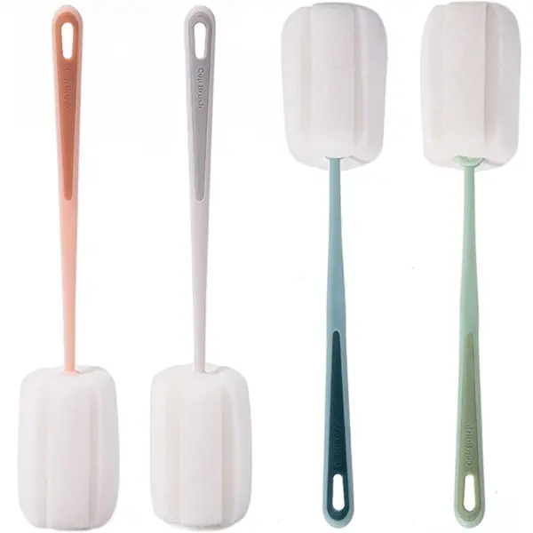 Pack de 4 cepillos de esponja con asas de plástico, biberón - 1