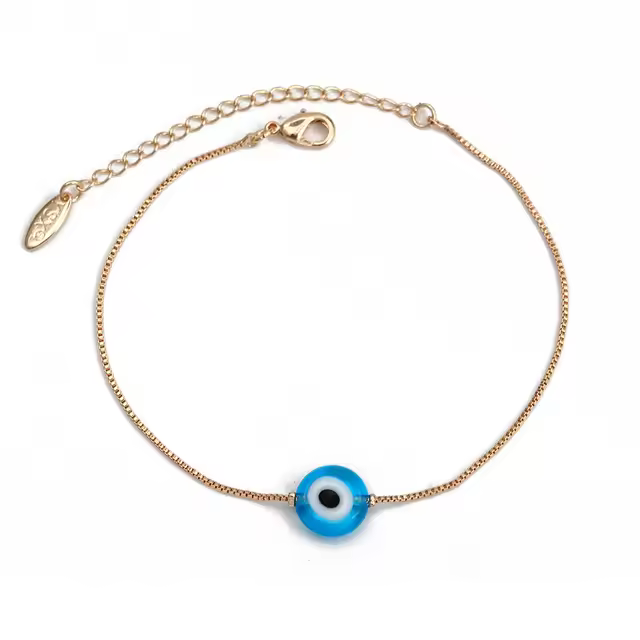Pulsera De Encanto Ojo Turco Azul Con Cadena De Cobre Ajustable Para Mujeres Y Niñas Joyería De Moda Con Cierre De Lobulo BE73 - 1