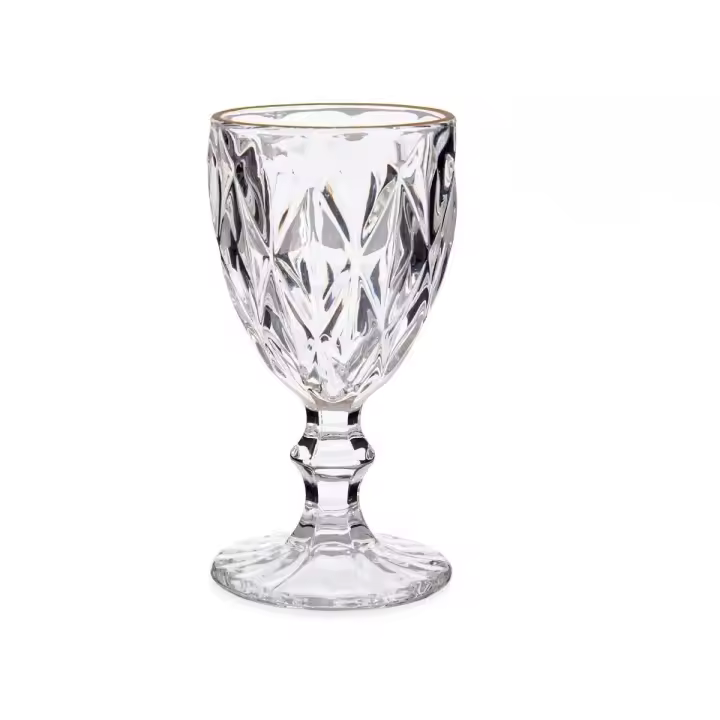 Arte Regal Set 6 Copas de agua 254 ml diseño diamante filo oro - 1