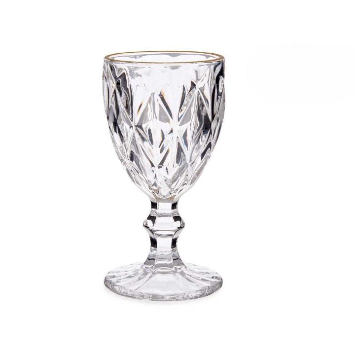 Arte Regal Set 6 Copas de agua 254 ml diseño diamante filo oro