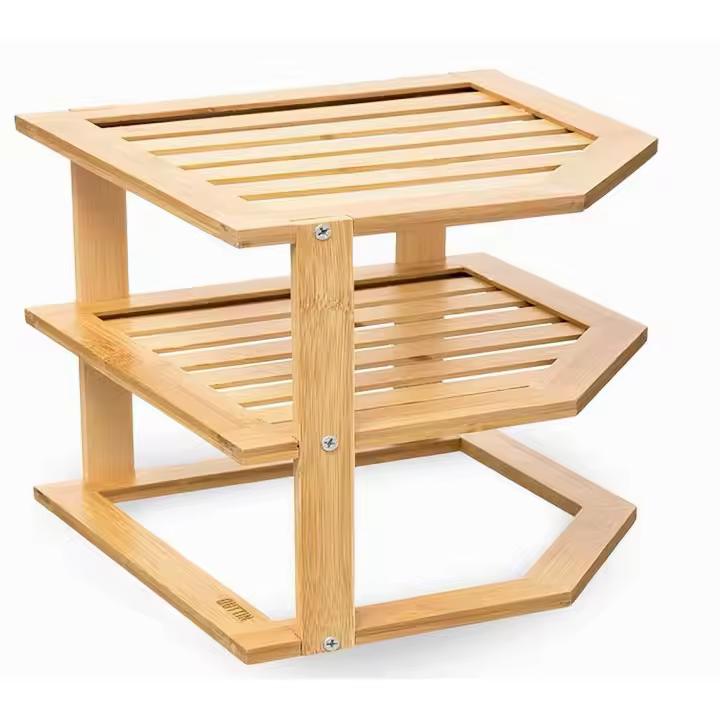 Estantería de cocina rinconera de bambú 25x25x23cm - 1