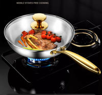 Sartén De Frying 28cm Acero Inoxidable 316 Antiadherente Para Estufa De Gas Y Inducción Cocina Universal Sin Tapa - details 2
