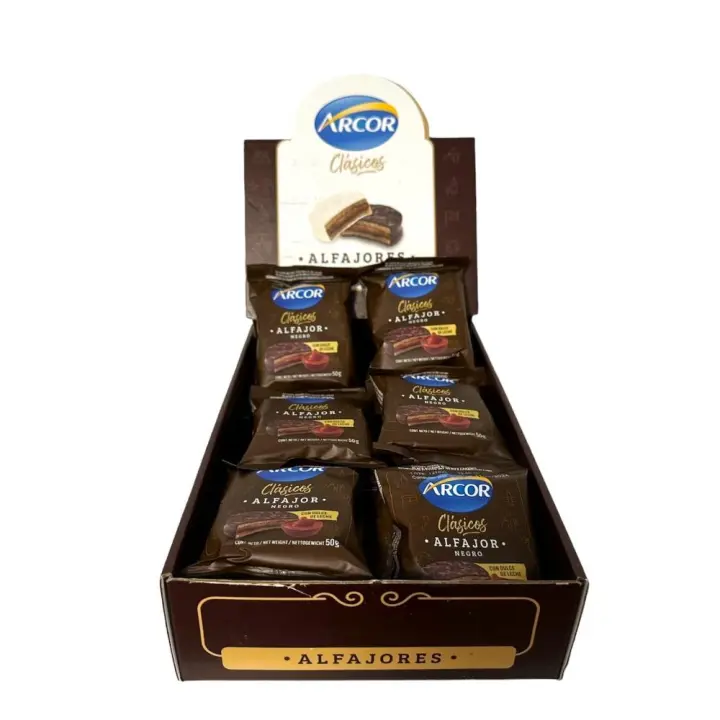 Arcor Bombón Alfajor Negro negro con dulce de leche 18u (900g) - 1