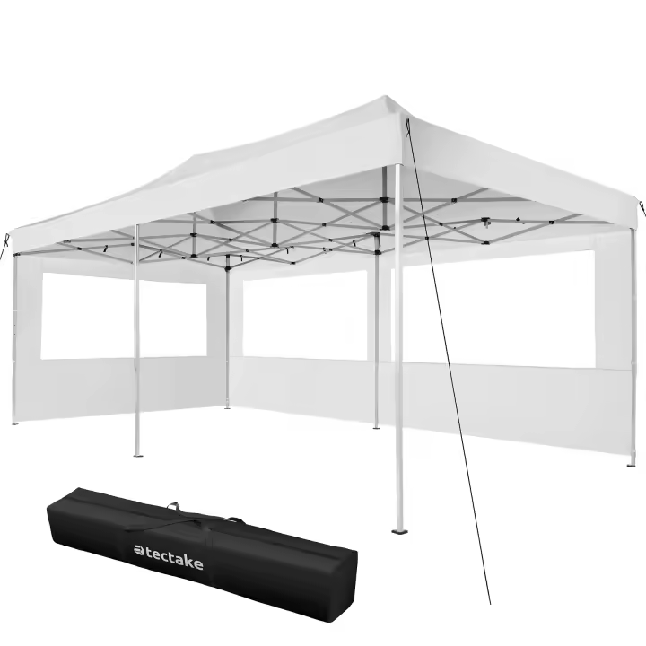 Tectake - Carpa VIOLA 3 x 6 m con 2 paneles laterales  Estructura robusta y ligera  Regulable en cuatro alturas  Dos paneles laterales con ventanas - 1