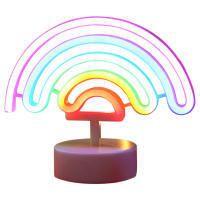 Lámpara De Neón LED Arcoíris Con Soporte Y Base Iluminación Nocturna Colorida Alimentada Por Batería O USB Decorativa Para Hogar - details 6