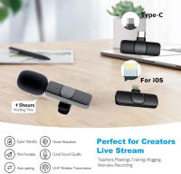 Mini Micrófono Lavalier Inalámbrico Para iPhone Y Android Grabación De Audio Y Video Portátil Para Transmisiones En Vivo Juego Micrófono Para Teléfono - details 1