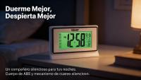 SODANY Despertador Digital LCD con Luz Nocturna por Sensor de Sonido Reloj de Mesa a Pilas con Temperatura y Calendario - details 1