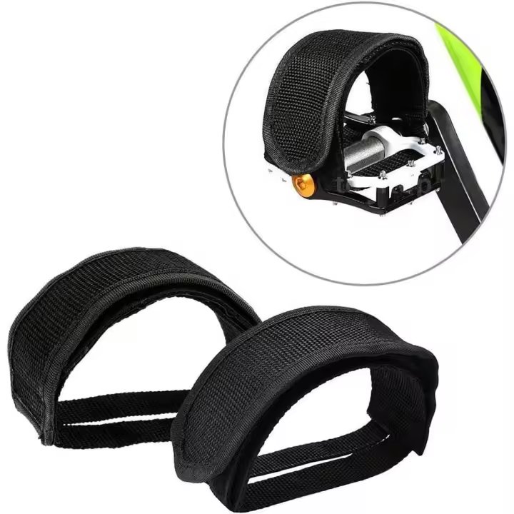par de correas para pedales de bicicleta, clips para los dedos del pie, cinta para bicicletas de piñón fijo, color negro - 1
