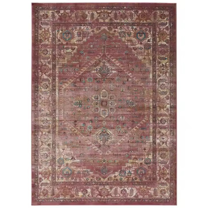ATTICGO Alfombra de Interior Estilo Mosaico en Rojo - Vintage 116 | 160X230, 140X200 cm - 1