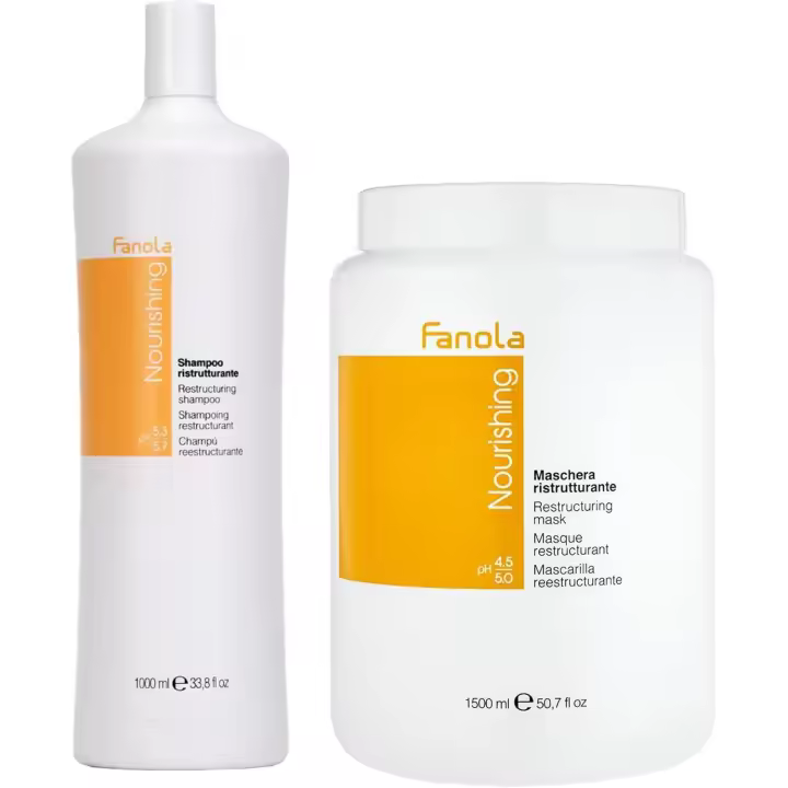 Fanola Nutri Care Champú 1000ml + Mascarilla 1500ml aporta Hidrataciόn y Suavidad - 1