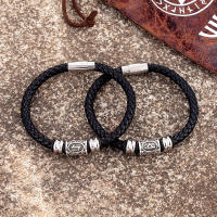 Pulsera Vikinga Vintage Con Runas Para Hombres Y Mujeres Hecha a Mano En Cuero Con 24 Runas Nórdicas Pulsera Escandinava De Amuleto Para Parejas Regalos - details 2