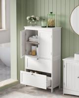 Armario de baño con gran espacio de almacenamiento, mueble con 2 cajones y 2 puertas, estante ajustable, versátil para cocina y almacenaje - details 1