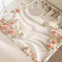 Carpetas Florales 3D Para Decoración De Sala De Estar Y Dormitorio Alfombra Antideslizante Lavable Para Mesa De Café Sofá Y Piso Del Hogar - details 2