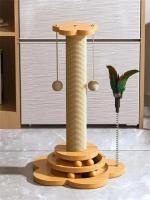 Tablero De Rasguñar Para Gatos Duradero Con Esferas Divertidas Y Columna Para Agarrar Juguete Giratorio De Arce Para Gatos Y Subida Marco De Gatos Suministros Para Mascotas - details 7