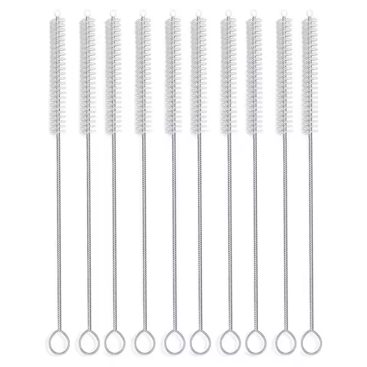 Kit De Cepillos De Limpieza Para Pajita 100Pcs Con Mango Largo Cepillos De Níquel Acero Inoxidable Y Nylon Para Limpieza De Tubos Y Pipas - 1