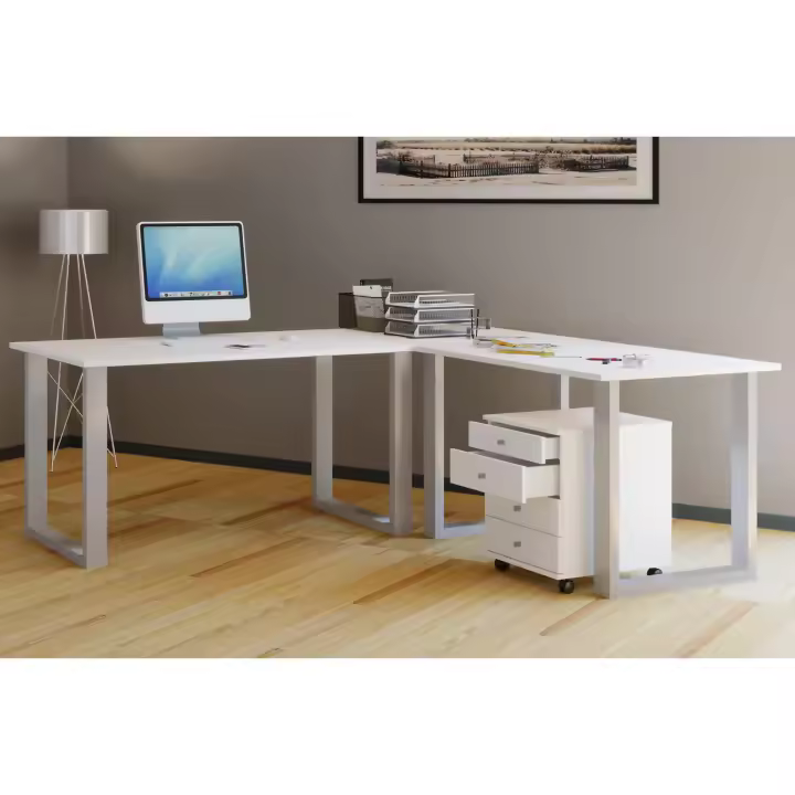 Mesa de madera Mesa de ordenador Mesa de trabajo Mobiliario de oficina Lona 50 U Plata Mesa de madera Mesa de ordenador Mesa de trabajo Mobiliario de oficina Lona 50 U Plata - 1