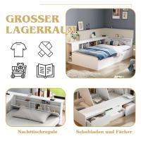 Cuna, 90*200cm, Cama individual, Cuna multifunctional with Cajones, y Armaro Librería, Caja de Cama con Cuidado, sin cojín, Blanco - details 1