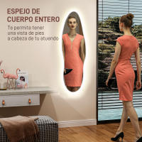 HOMCOM Espejo de Cuerpo Entero con Luces LED 120x40 cm Espejo de Pared sin Marco con Iluminación de 3 Colores Función de Memoria y Táctil Inteligente Transparente - details 3