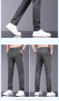 Pantalones Casuales Para Hombre De Fibra De Bambú Verano Transpirables Elásticos Slim Straight Negro Gris Cierre De Cremallera - details 10