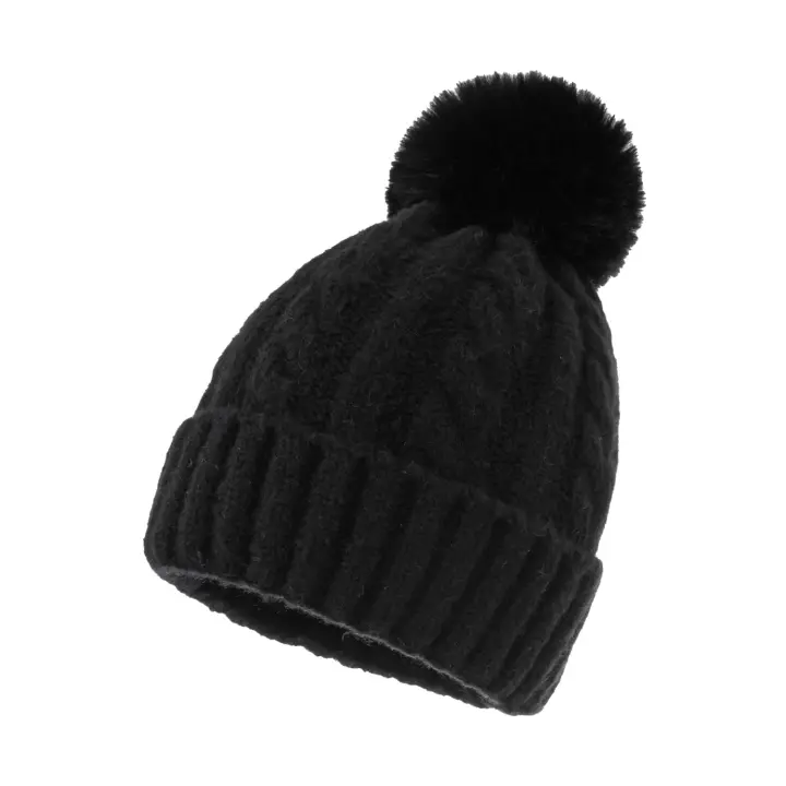 GreatAigoo Gorro de Invierno con Pompón para Mujer, Gorro de Esquí Grueso y Holgado, Efecto Liso - 1