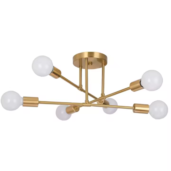 Lámpara De Techo Vintage Pendente Con Base E27 De 6 Cabezas En Negro/Blanco/Oro Para Sala De Estar Moderna Y Sencilla LED - 1