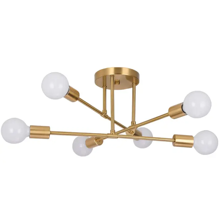 Lámpara De Techo Vintage Pendente Con Base E27 De 6 Cabezas En Negro/Blanco/Oro Para Sala De Estar Moderna Y Sencilla LED - 1