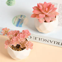 Plantas Artificiales De Suculentas Rosadas Con Maceta Para Decoración De Jardín Y Hogar Fake Bonsai Flor Accesorios De Planta - details 2