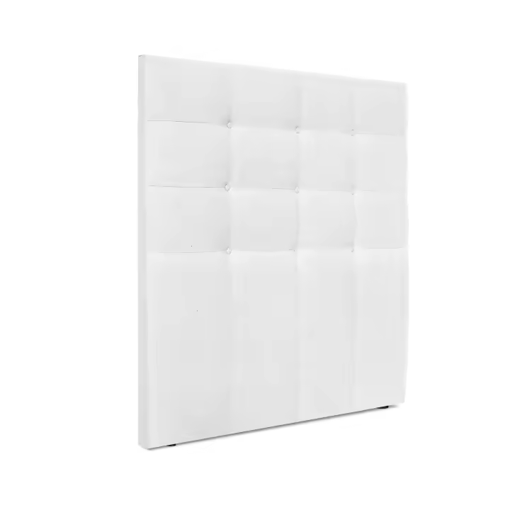 DHOME Cabecero Capitoné hasta el Suelo Cabezal 8cm tapizado ACUALINE Tela y Polipiel para Cama Dormitorio (Blanco Tela) - 1