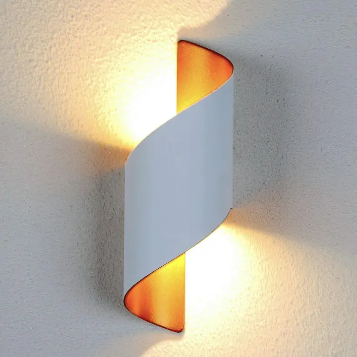 SOMY Lámpara de pared interior moderna Lámpara de pared de metal en espiral para exteriores de 10 W Lámpara de pared LED blanca cálida de 3000 K para bar, dormitorio, cocina (blanco) Lámpara - 1