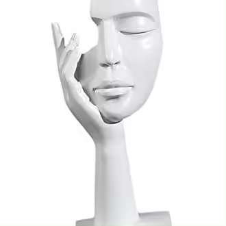 Estatua de arte de cara de mujer creativa simple, escultura de señora pensadora, adorno de personaje abstracto para sala de estar, dormitorio, sala de estudio, decoración del hogar, blanco - 1