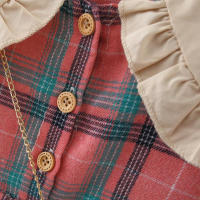 Conjunto De 2 Vestidos Para Niñas Con Colgante De Conejo Estilo Princesa De Primavera Y Otoño Largo Con Mangas Plaid Gran Escote Vestido De Algodón Y Poliéster - details 3