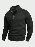 Sudadera raglán de manga larga con cuello alto y media cremallera para hombre - details 2