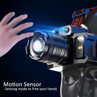Linterna Frontal LED Inteligente Con Luz Blanca Y Inducción Recargable Por USB Sensor Zoom Multi-Función Para Exteriores - details 0