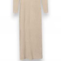 Vestido Tiffosi Chloe beige, midi con cuello alto y manga larga. Ajuste perfecto y sensación suave. - details 2