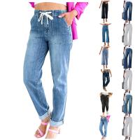 Ropa De Mujer Ropa Interior Ropa Interior De Verano 2024 Jeans Retro Para Mujer Pantalones De Pierna Ancha Casual Denim Azul Blanco - details 12
