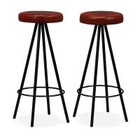 vidaXL Taburetes de barra de cocina 2 unidades cuero auténtico - details 0