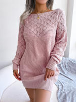 Vestido De Suéter Casual Con Mangas Largas Y Ochenta Para Mujer Adecuado Para Otoño E Invierno Sin Cinturón Estilo Recto - details 7
