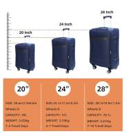 S7 STAR Set 3 Maleta Tela de Viaje 20+24+28 pulgadas , Juego 3 pizas Equipaje Blanda con 4 Ruedas Giratorias Multidireccionales 360°, Maleta Expandible Gran Capacidad Asa Telescópica - details 2