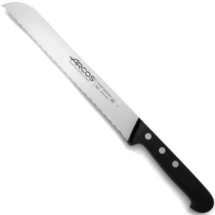 ARCOS Universal - Cuchillo Panero Perlado (200 mm) - Hoja de Acero Inoxidable Nitrum® - Mango Negro de Polioximetileno (POM) - 1