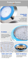Luz Submarina LED Inalámbrica IP68 Acero Inoxidable 6W 9W 24W 36W 54W Azul Impermeable Lámparas Para Piscina AC12V RGB - details 8