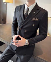 Traje De Boda Casual Para Hombre 2025 Doble Breasted 3/2 Piezas Estilo Regular Con Pantalones Sensación Alta Polyester Para Wedding - details 20