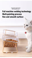 Tazón Doble Para Gatos Con Altura Y Soporte Dorado Alimento Agua Transparente Resina Cuadrado Para Perros Suministros De Alimentación - details 6