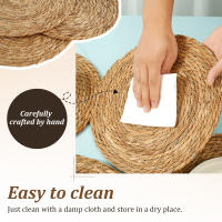 Juego De 6 Tapetes De Comedor Redondos Tejidos a Mano Resistente Al Calor Decorativos Para Mesa Material Ecológico Linen - details 6