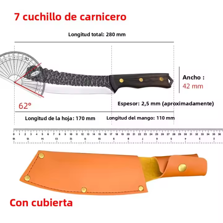 Cuchillo De Cocina Profesional 7 Pulgadas Acero Inoxidable Cuchillo De Resbaladizo Para Pescado Y Carne Cuchillo De Cuchillero Eco-amigable Durable Para El Hogar - 1