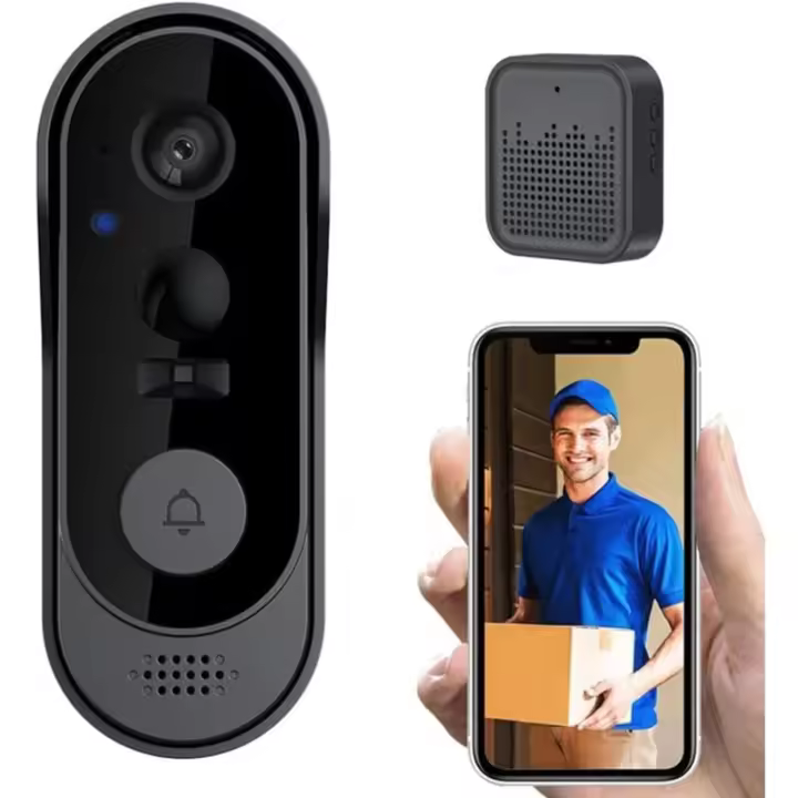 Timbre inalámbrico con cámara, timbre impermeable WiFi 1080P, intercomunicador de timbre con Audio inteligente, activación por aplicación, detección PIR - 1