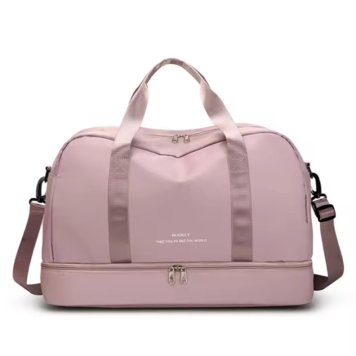 Bolsa de Gimnasio para helbres y Mujeres, Bolsa de viaje, Bolso de mano, Con compartimentor para Zapatos y compartimenthimmedo, Bolsa Deportiva de gran capacidad para Viajes, fitness, yoga, Pink - 1