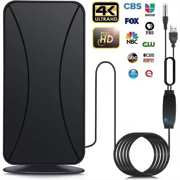 Antena de TV para interiores y exteriores, potente antena HDTV digital de 480 km con amplificador de señal inteligente - 1